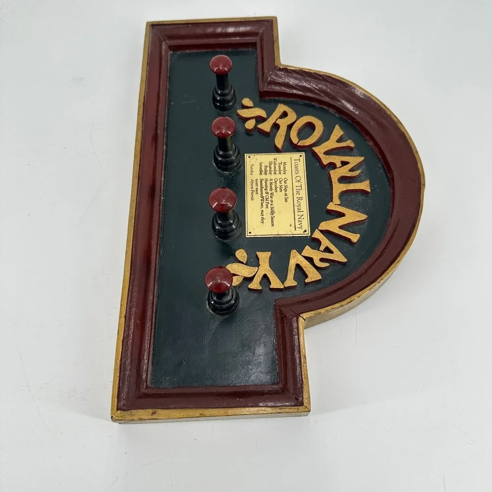Authentic Models Royal Navy Toasts Wooden Wall Coat Rack Nautical Decor